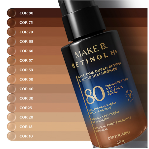 Make B Base Líquida Retinol FPS50+, 30ml