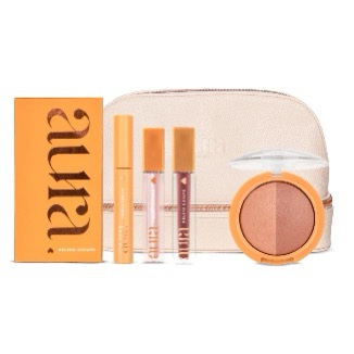 KIT AURA GLOW ICON, 
- Paleta de Sombras Aura By Helena Coelho, 10,4g
- Máscara de Pestanas Aura By Helena Coelho, 12ml
- Duo Blush Tan-Tastic Aura By Helena Coelho
- Gloss Boss Aura By Helena Coelho
- Batom Líquido Truffle Aura By Helena Coelho
- Necessaire Off White Aura By Helena Coelho
- Saco Médio Aura