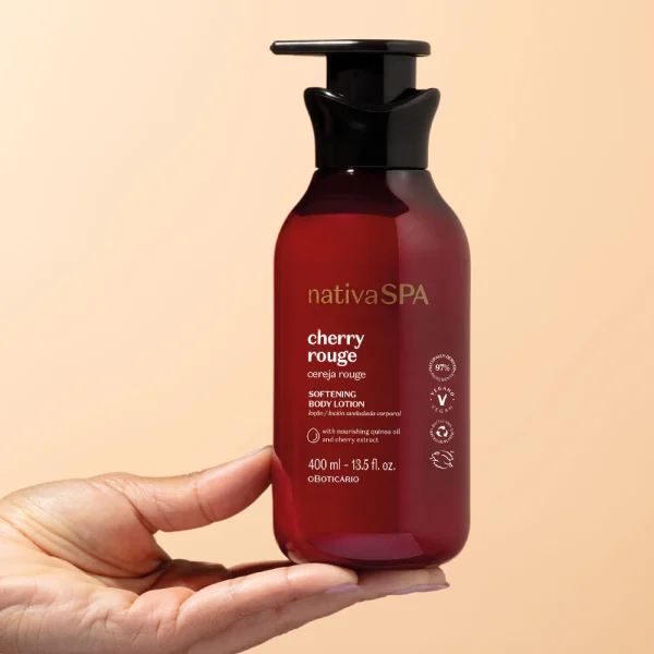 LOÇÃO CORPORAL AVELUDADA NATIVA SPA CEREJA ROUGE 400ML - Image 4