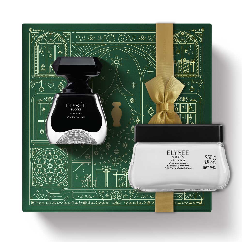 Kit de Natal Elysée Succès Eau de Parfum, 50ml+Creme Hidratante Acetinado Elysée Succès, 250g
