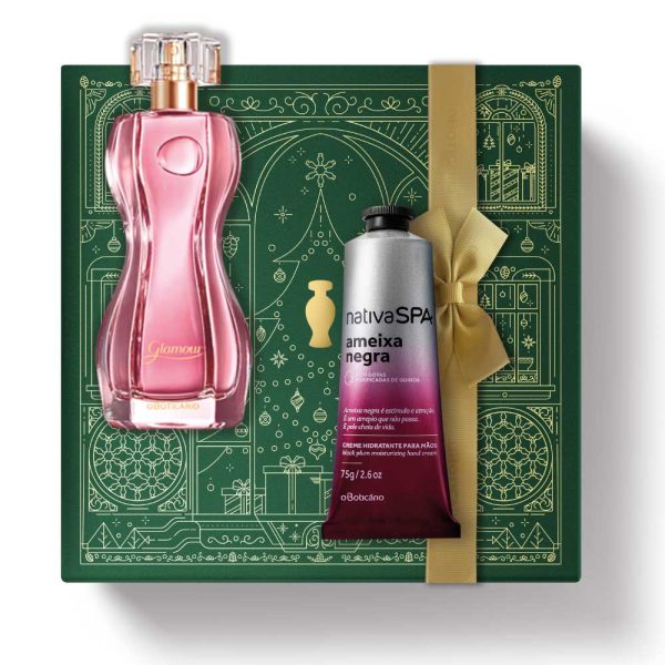 Kit de Natal Perfume Glamour Eau de Toilette, 75ml + Creme de Mãos Nativa Spa Ameixa Negra, 75g (Cópia)