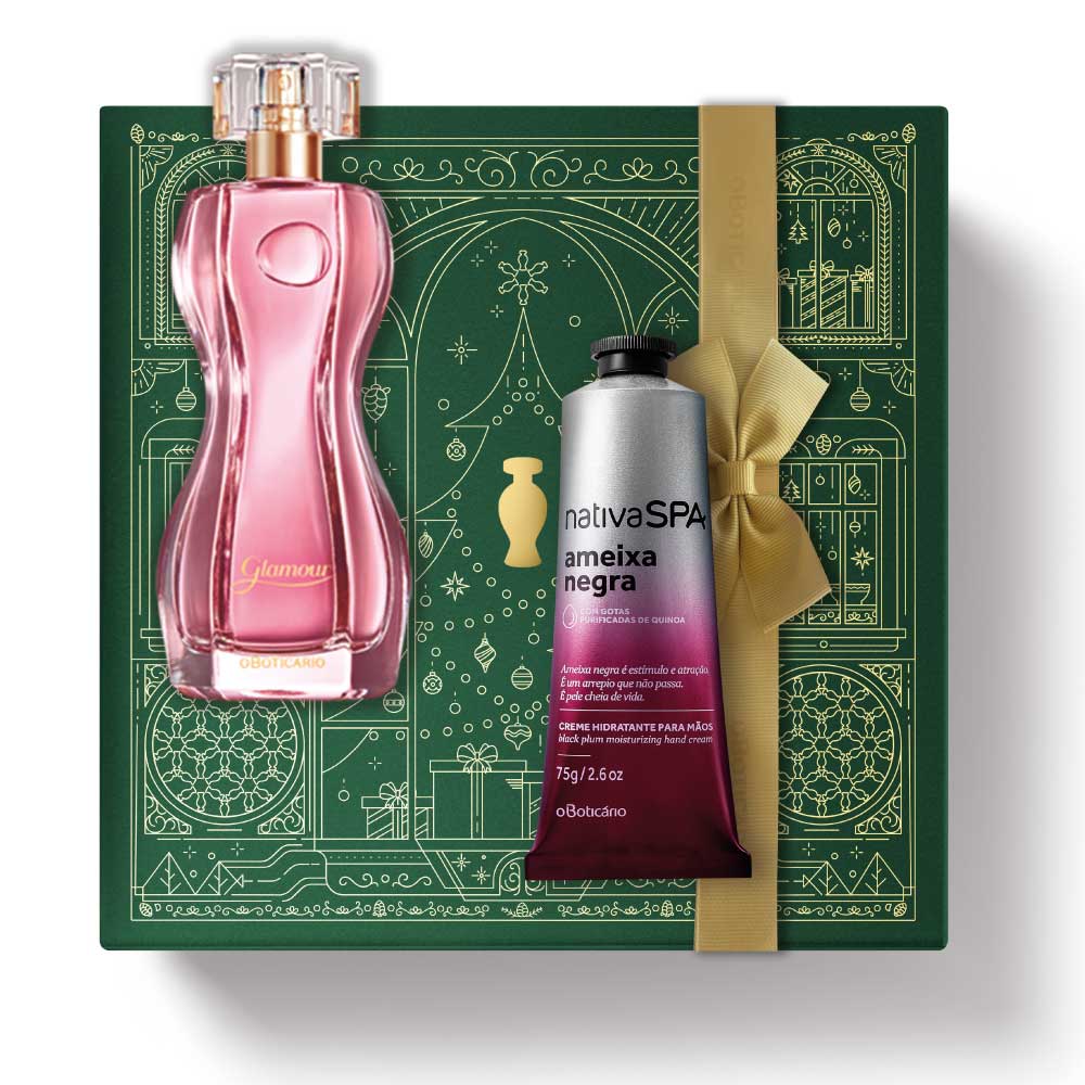 Kit de Natal Perfume Glamour Eau de Toilette, 75ml + Creme de Mãos Nativa Spa Ameixa Negra, 75g (Cópia)