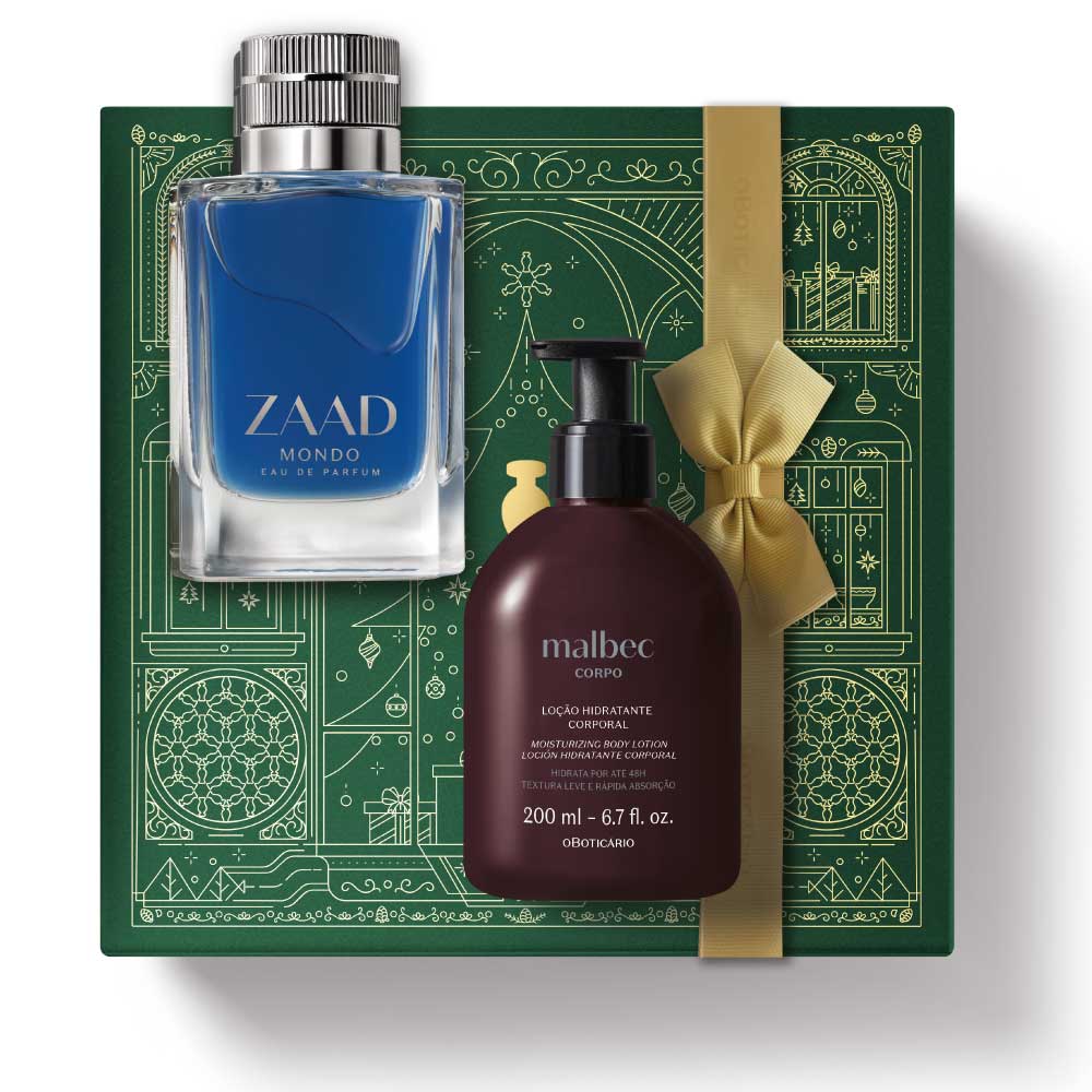 Kit de Natal Perfume Zaad Mondo Eau de Parfum, 95ml+ Loção Hidratante Corporal Malbec, 200ml