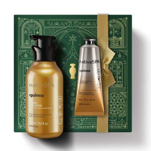 Kit de Natal Refirmante Nativa SPA Quinoa, Loção Refirmante Corporal Nativa SPA Quinoa, 400ml+Creme de Mãos Nativa SPA Quinoa, 75g