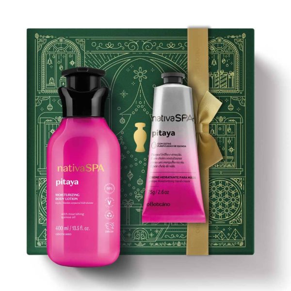 Kit de Natal Hidratação Nativa SPA Pitaya, Loção Hidratante Nativa SPA Pitaya, 400ml+Creme de Mãos Nativa SPA Pitaya, 75g