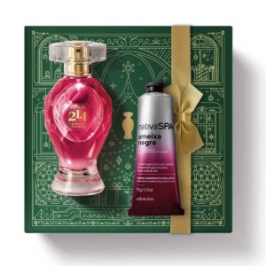 Kit de Natal Perfume Botica 214 African Sunrise Floral Frutal Eau De Parfum, 75ml+ Creme de Mãos Nativa Spa Ameixa Negra, 75g