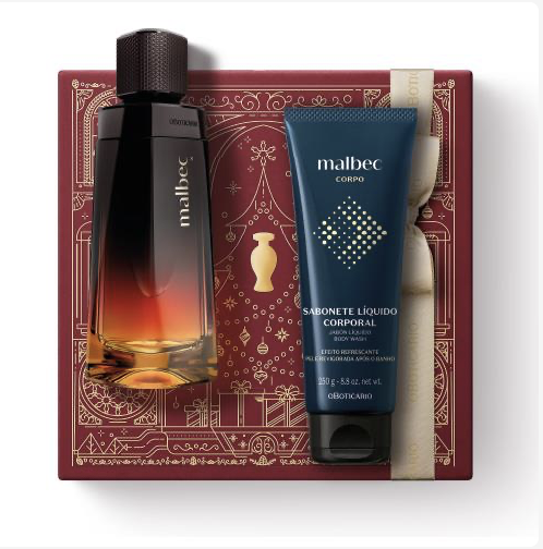 O Boticário Malbec X Coffret Presente, Malbec X Perfume EDT 100 ml e gel de duche 2 em 1 250 g