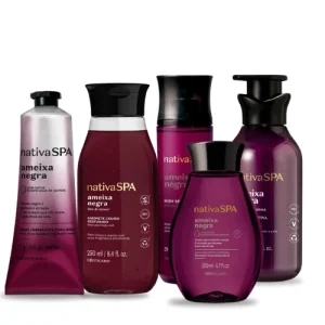 Kit Nativa SPA Ameixa Negra, hidratante Corporal 400ml+ Óleo hidratante Corporal 200ml+Sabonete liquido 250ml+ Body Splash Nativa Spa, 200ml+Creme para as Mãos 75g