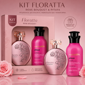 KIT Rose, Floratta Rose Bouquet 75ml + Loção Nativa Spa Pitaya 400ml