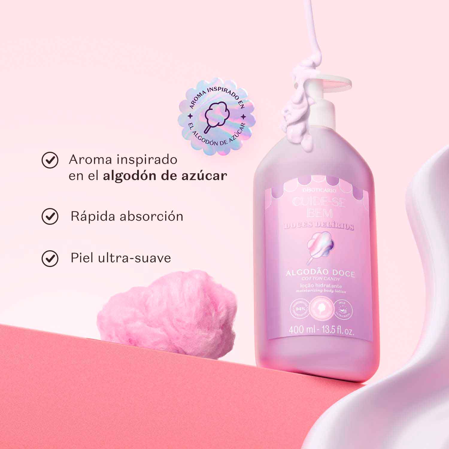 LOÇÃO HIDRATANTE CORPORAL DOCES DELIRIOS 400ml Cuide-se Bem, O Boticário - Image 2
