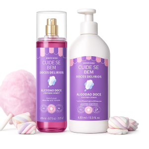 Kit Cuide-se Bem Doces Delírios Algodão Doce, Body Splash 200 ml + Loção 400ml O Boticário