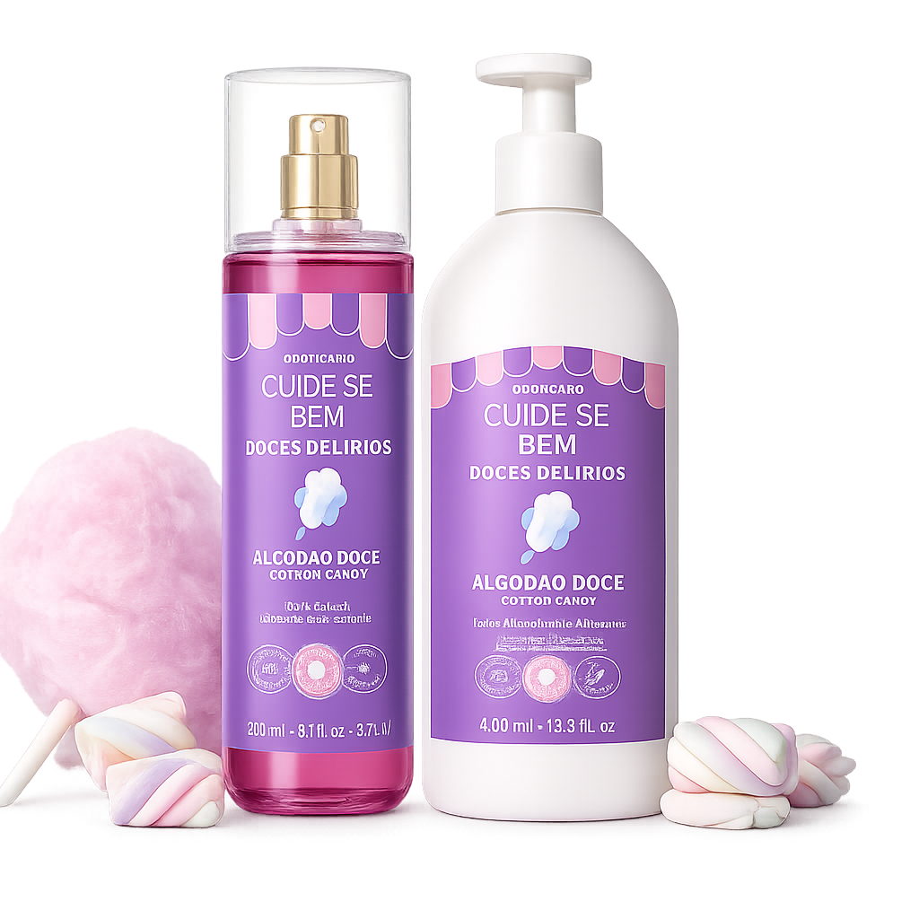 Kit Cuide-se Bem Doces Delírios Algodão Doce, Body Splash 200 ml + Loção 400ml O Boticário