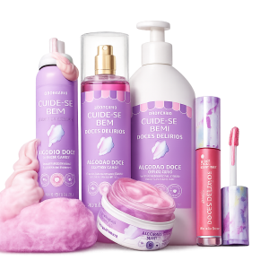 Combo O Boticário Cuide-se Bem Algodão Doce | Loção Hidratante Corporal 400ml + Espuma Hidratante Corporal + Body Splash Desodorante Colónia 200ml + Gel Hidratante Facial 50g + Creme Hidratante Corporal + Gloss Labial Algodão Doce