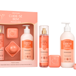 Kit Presente O Boticário Cuide-se Bem Pessegura – Body Splash 200 ml + Loção Hidratante 400 ml + Bálsamo Labial